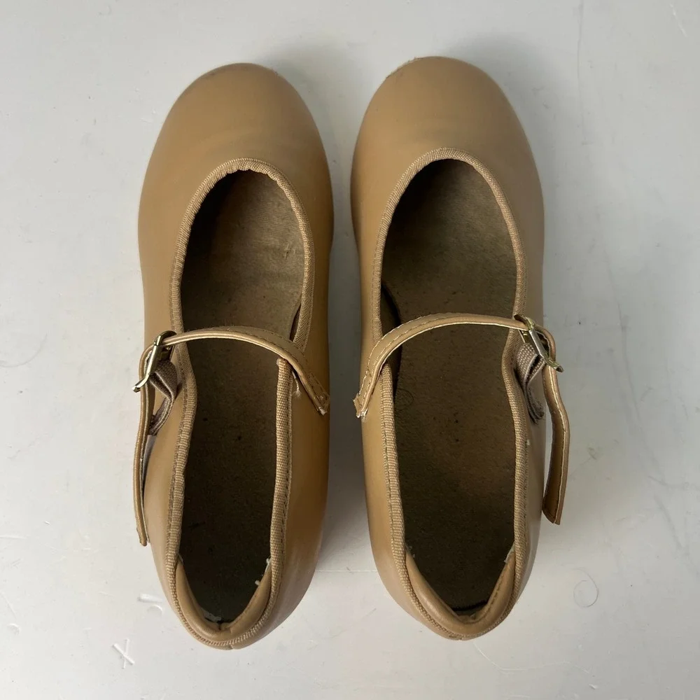 Capezio Tap Shoes Kids 2M Tan Mary Jane Buckle Strap T9415C Dance Performance